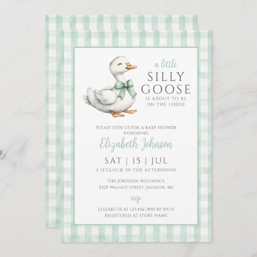 ガチョウ間抜けの赤男女兼用ちゃんシャワー 招待状 (正面/裏面)