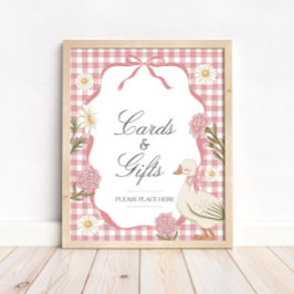 ガチョウ間抜けガールピンクのカードとギフト ポスター