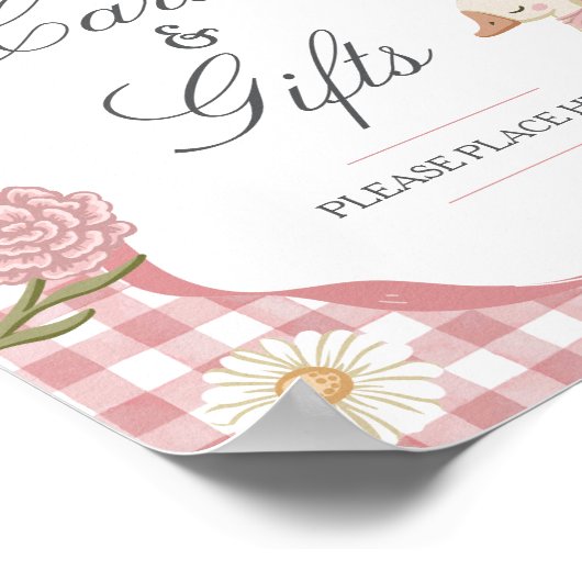 ガチョウ間抜けガールピンクのカードとギフト ポスター (角)