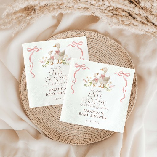 ガチョウ間抜けガールベイビーシャワー スタンダードカクテルナプキン