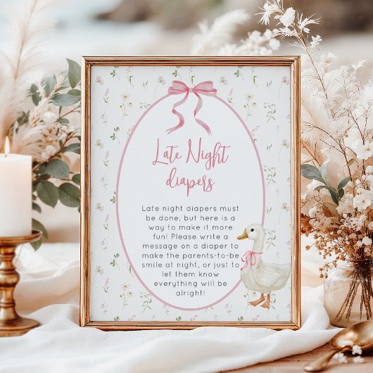 ガチョウ間抜けガールベビーシャワー深夜おむつ ポスター