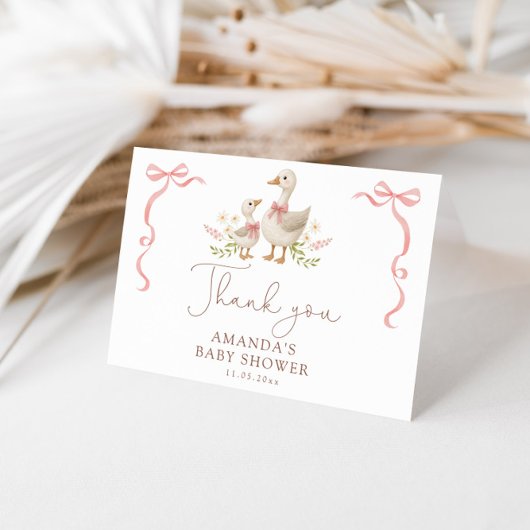 ガチョウ間抜けガールベビーシャワー サンキューカード