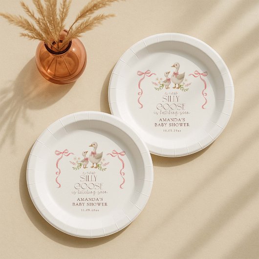 ガチョウ間抜けガールベビーシャワー ペーパープレート