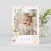 ガチョウ間抜けガール写真の月次バナーカード1枚 招待状 (スタンド正面)