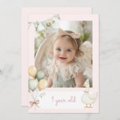 ガチョウ間抜けガール写真の月次バナーカード1枚 招待状 (正面/裏面)