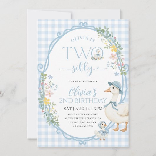 ガチョウ間抜けガール2ndバースデーブルーギンガム 招待状 (正面)