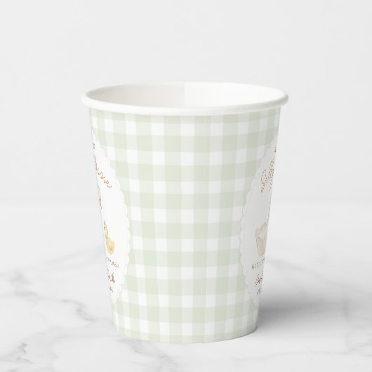 ガチョウ間抜けギンガムアヒルの赤ちゃんシャワー 紙コップ (左)