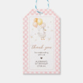 ガチョウ間抜けギンガムバースデーパーティーメッセージカード ギフトタグ (正面)