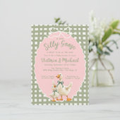 ガチョウ間抜けギンガムボウベイビーシャワー 招待状 (スタンド正面)