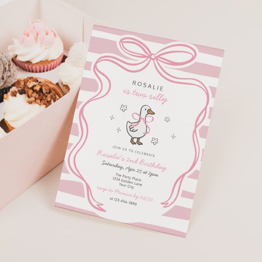 ガチョウ間抜けコケット女子2歳の誕生日 招待状