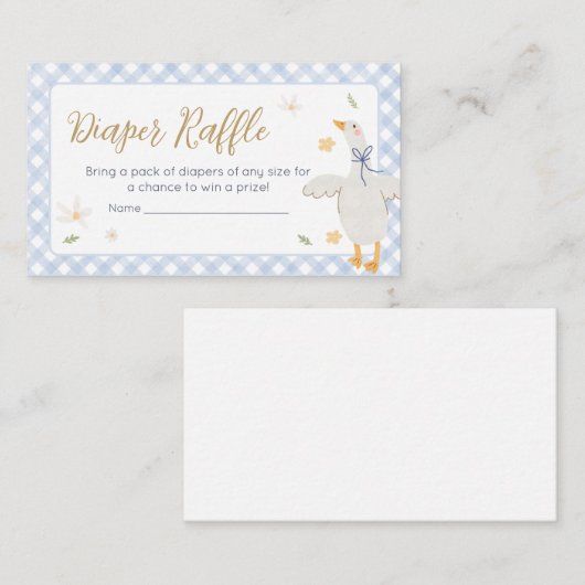 ガチョウ間抜けジンガム赤ちゃんシャワーおむつラッフル エンクロージャーカード (正面/裏面)