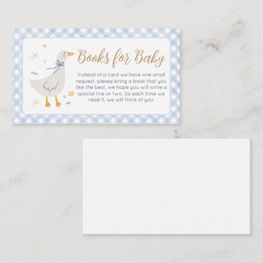 ガチョウ間抜けジンガム赤ちゃんシャワーベビー用ブック エンクロージャーカード (正面/裏面)