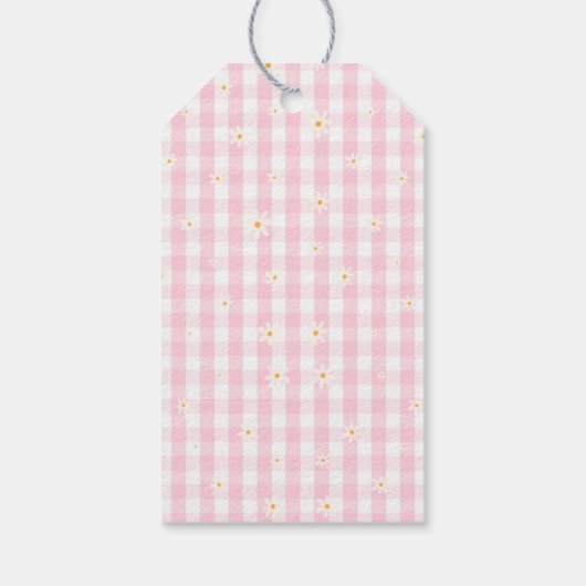 ガチョウ間抜けデイジーギンガムベビーシャワーギフトラベル ギフトタグ (裏面)