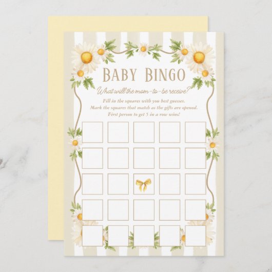 ガチョウ間抜けニュートラル赤ちゃんシャワービンゴカード 招待状 (正面/裏面)