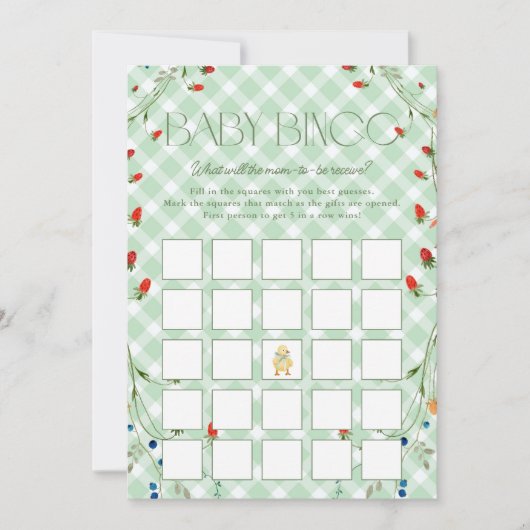 ガチョウ間抜けニュートラル赤ちゃんシャワービンゴカード 招待状 (正面)