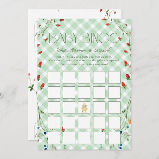ガチョウ間抜けニュートラル赤ちゃんシャワービンゴカード 招待状 (正面/裏面)