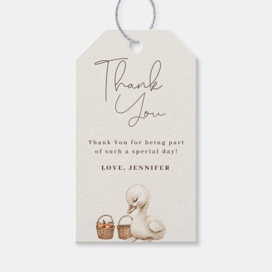 ガチョウ間抜けニュートラルBohoベビーブシャワーパーティー ギフトタグ (正面)