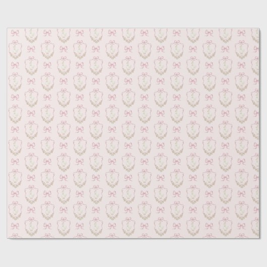 ガチョウ間抜けピンクの弓の紋章ヴィンテージ赤ちゃんシャワーWra ラッピングペーパー (フラット)