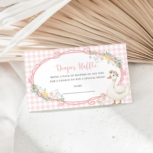 ガチョウ間抜けピンクジンガムガールおむつラッフルカード エンクロージャーカード