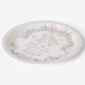 ガチョウ間抜けピンクボウジンガムガールベビーシャワー ペーパープレート (アングル)