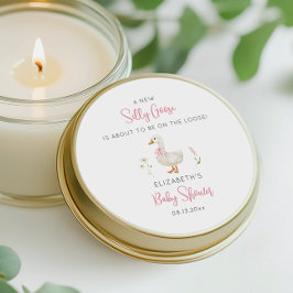 ガチョウ間抜けピンクボウ山花少女ベビーシャワー ラウンドシール