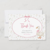 ガチョウ間抜けピンクボウ山花赤ちゃんシャワー サンキューカード (正面)