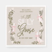 ガチョウ間抜けピンクボーガールベビーシャワーナプキンズ スタンダードランチョンナプキン (正面)