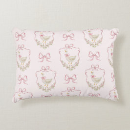 ガチョウ間抜けピンクボークレストヴィンテージベビーガール アクセントクッション