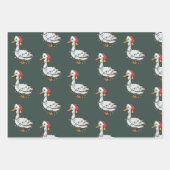 ガチョウ間抜けライトクリスマスダックおもしろいクリスマスライト ラッピングペーパーシート (正面)