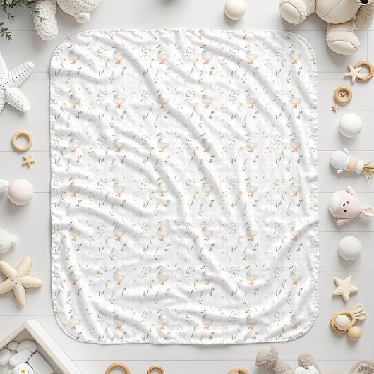 ガチョウ間抜けワイルドフラワーギンガムボーイ赤ちゃんシャワー シェルパブランケット