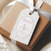 ガチョウ間抜けワイルドフラワーピンク弓ベビーブシャワー ギフトタグ