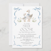 ガチョウ間抜けヴィナージュおじぎ男の子ベイビーシャワー 招待状 (正面)