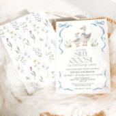 ガチョウ間抜けヴィナージュおじぎ男の子ベイビーシャワー 招待状