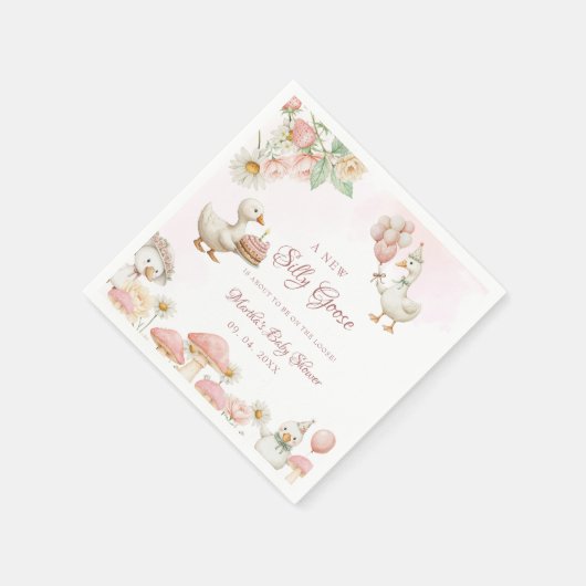 ガチョウ間抜け花園きのこ赤ちゃんシャワー スタンダードカクテルナプキン (角)