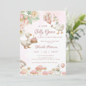 ガチョウ間抜け花園きのこ赤ちゃんシャワー 招待状 (スタンド正面)