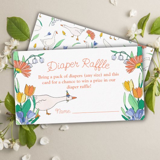 ガチョウ間抜け赤ちゃんシャワーおむつラッフル エンクロージャーカード