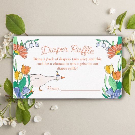 ガチョウ間抜け赤ちゃんシャワーおむつラッフル エンクロージャーカード