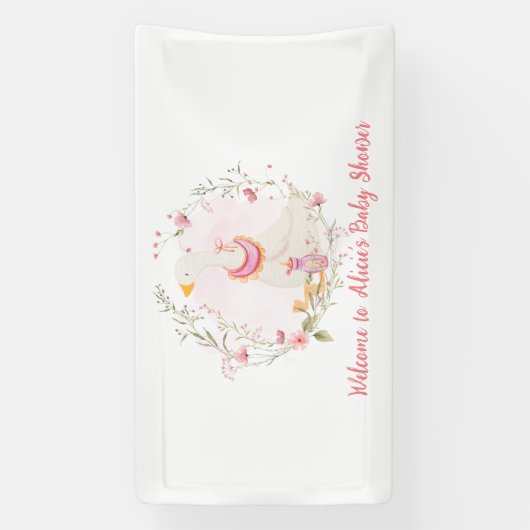 ガチョウ間抜け赤ちゃんシャワーガールバナー 横断幕 (縦)