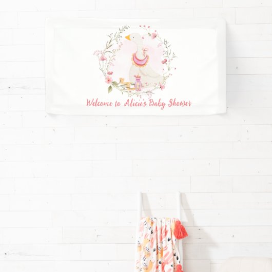 ガチョウ間抜け赤ちゃんシャワーガールバナー 横断幕 (インサイチュ)