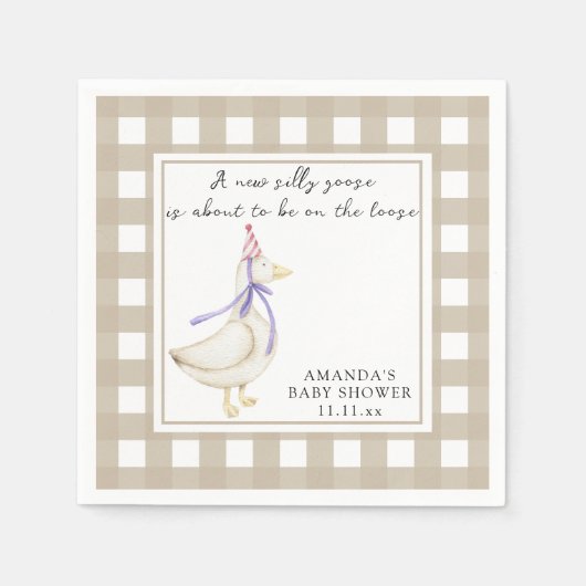 ガチョウ間抜け赤ちゃんシャワー スタンダードカクテルナプキン (正面)