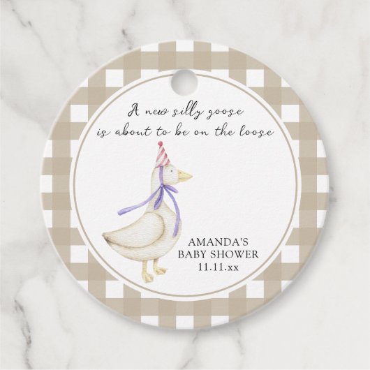 ガチョウ間抜け赤ちゃんシャワー フェイバータグ (正面)