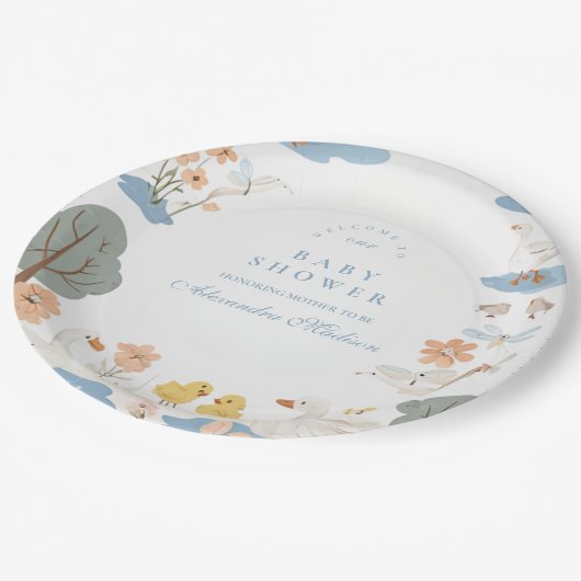 ガチョウ間抜け赤ちゃんシャワー ペーパープレート (アングル)