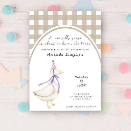 ガチョウ間抜け赤ちゃんシャワー 招待状