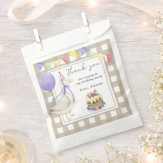 ガチョウ1歳の誕生日おめでとう フェイバーバッグ (クリップ留めされた状態)
