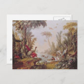 ガチョウ、コウノトリ、オウム、サギと湖 ポストカード (正面/裏面)