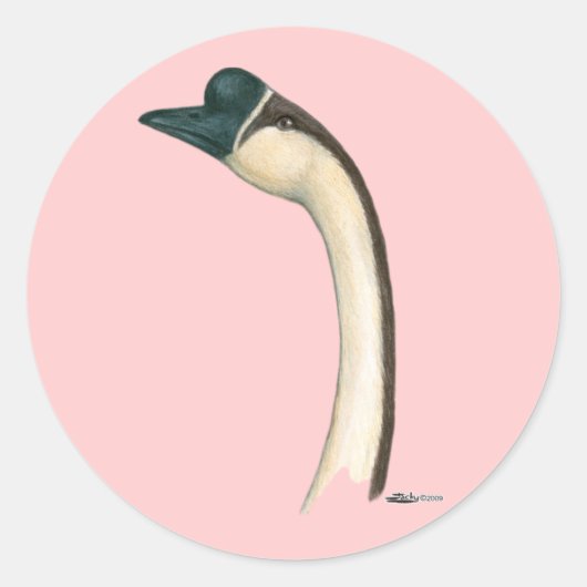 ガチョウ：茶色中国のの頭 ラウンドシール (正面)