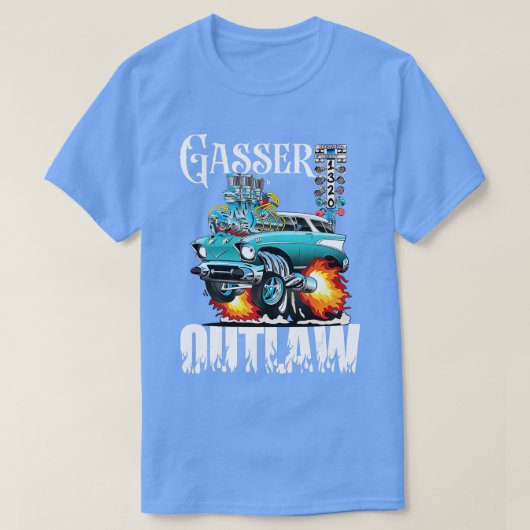 ガッサーアウトロークラスヴィンテージドラッグレーシングレースカー Tシャツ (デザイン正面)