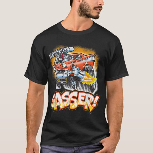 ガッサー改造57ドラッグレース通り吹カー Tシャツ (正面)