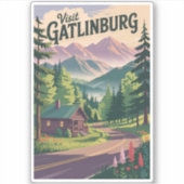ガトリンバーグテネシーキャビントラベルアートヴィンテージ シール (正面)