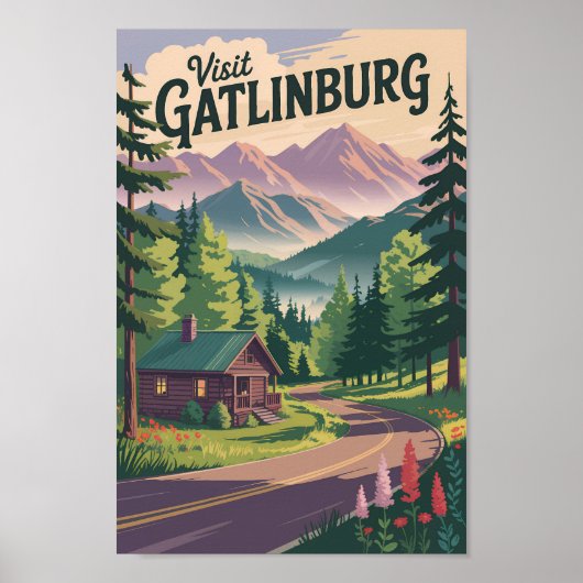 ガトリンバーグテネシーキャビントラベルアートヴィンテージ ポスター (正面)